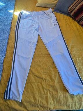 adidas White Track Pants with Black Stripes